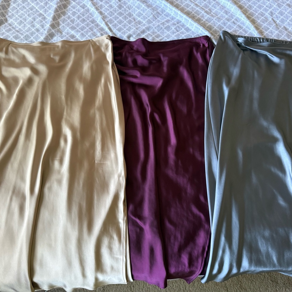 Old Navy Satin Midi Skirt Storm Cloud L